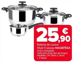 Oferta de Magefesa - Bateria De Cocina Style 5 Piezas por 25,9€ en Supeco