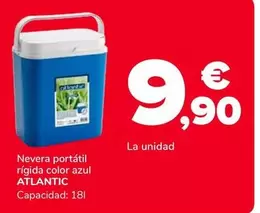 Oferta de Atlantic - Nevera Portátil Rígida Color Azul por 9,9€ en Supeco