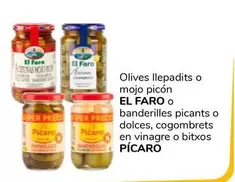 Oferta de El Faro - Olives Llepadits O Mojo Picon/Picaro - Banderilles Picants O Dolces, Cogombrets En Vinagre O Bitxos por 1€ en Supeco