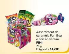 Oferta de Fini - Assortiment De Caramels Fun Box O Con Aniversari por 1€ en Supeco