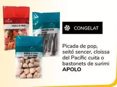 Oferta de Apolo - Picada De Pop, Seitó Sencer, Cloïssa Del Pacífic Cuita O Bastonets De Surimi por 1€ en Supeco
