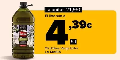 Oferta de La Masía - Oli D'Oliva Verge Extra por 21,95€ en Supeco