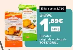 Oferta de Tostagrill - Biscotes Originals O Integrals por 1,89€ en Supeco
