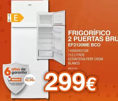 Oferta de Lu - Frigorífico 2 Puertas Bru por 299€ en Expert