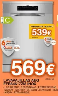 Oferta de AEG - Lavavajillas FFB64617ZM Inox por 569€ en Expert