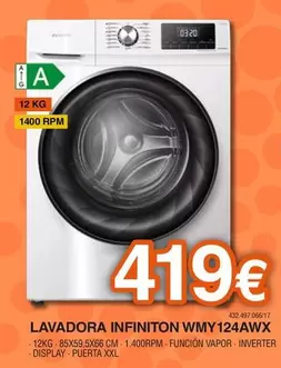 Oferta de Infiniton - Lavadora WMY124AWX  por 419€ en Expert
