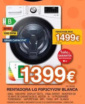 Oferta de LG - Rentadora FOP3CYV2W Blanca  por 1399€ en Expert