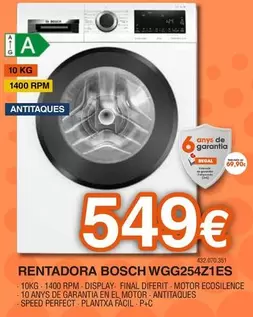 Oferta de Bosch - Rentadora WGG25421ES por 549€ en Expert