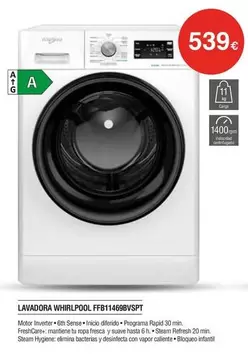 Oferta de Whirlpool - Lavadora Ffb1148bvspt por 539€ en Milar