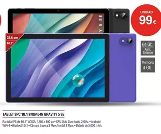 Oferta de SPC - Tablet  10.19 78864GN Gravity 5 Se por 99€ en Milar