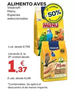 Oferta de Vitakraft - Alimento Aves Menu Especies  por 2,75€ en Kiwoko