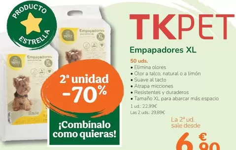 Oferta de Tk-Pet - Empapadores XL  por 22,99€ en Tiendanimal