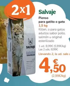 Oferta de Salvaje - Pinso Per A Gatet O Gat por 8,99€ en Tiendanimal