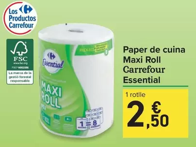 Oferta de Carrefour - Paper De Cuina Maxi Roll Essential por 2,5€ en Carrefour Express