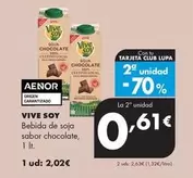 Oferta de Vivesoy - Bebida De Soja Sabor Chocolate por 2,02€ en Supermercados Lupa