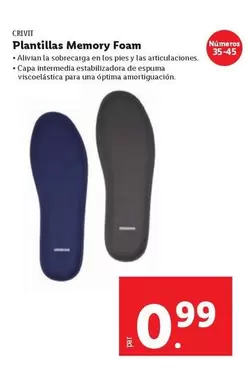Oferta de Crivit - Plantillas Memory Foam por 0,99€ en FACTORI discount