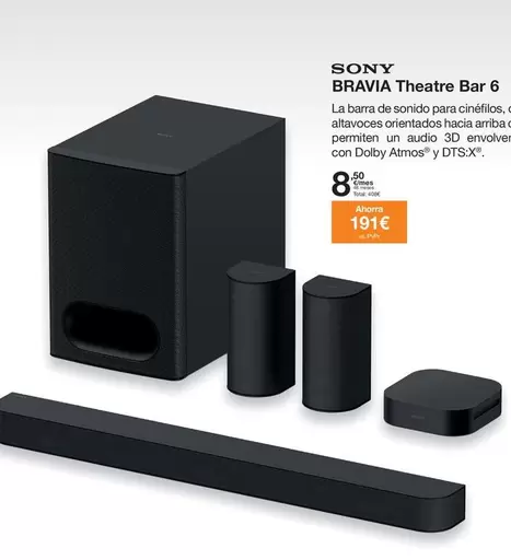 Oferta de Sony - Bravia Theatre Bar 6 por 191€ en Orange