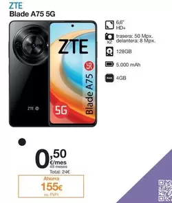 Oferta de ZTE - Blade A75 5G por 24€ en Orange