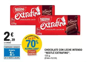Oferta de Nestlé - Chocolate Con Leche Intenso Extrafino por 2,39€ en E.Leclerc