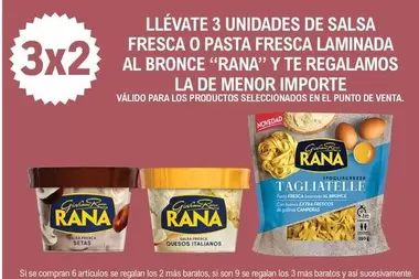Oferta de Rana - Llévate 3 Unidades De Salsa Fresca O Pasta Fresca Laminada Al Bronce en E.Leclerc