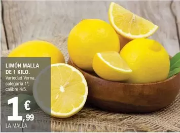 Oferta de Limon Malla De 1 Kilo por 1,99€ en E.Leclerc