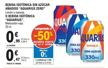 Oferta de Aquarius - Bebida Isotónica Sin Azucar Anadido por 0,95€ en E.Leclerc