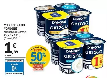 Oferta de Danone - Yogur Griego por 1,39€ en E.Leclerc