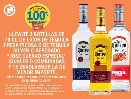Oferta de Jose Cuervo - Llévate 2 Botellas De 70 Cl.De Licor De Tequila Fresa Picosa O De Tequila Silver O Reposado Especial en E.Leclerc