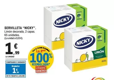 Oferta de Nicky - Servilleta por 1,99€ en E.Leclerc