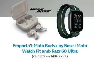 Oferta de Bose - Emporta’t Moto Buds+ By  I Moto Watch Fit Amb Razr 60 Ultra por 79€ en Movistar