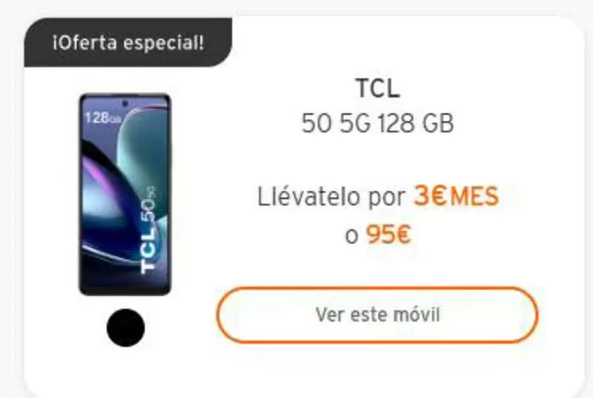 Oferta de TCL - 50 5g 128 Gb por 95€ en Simyo
