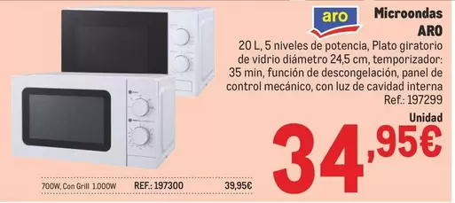 Oferta de Aro - Microondas por 34,95€ en Makro