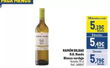 Oferta de Ramón Bilbao - D.o. Rueda Blanco Verdejo por 5,79€ en Makro