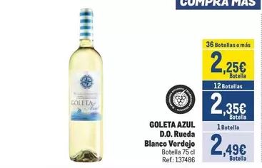 Oferta de Mas - D.o. Rueda Blanco Verdejo por 2,49€ en Makro