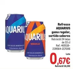 Oferta de Aquarius - Refresco Gama Regular, Surtido Sabores por 0,67€ en Makro