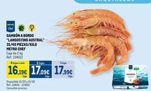 Oferta de Chef - Gambón A Bordo "langostino Austral" por 17,99€ en Makro