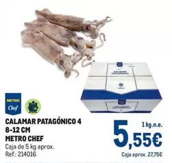 Oferta de Chef - Calamar Patagonico 4 8-12 Cm por 5,55€ en Makro