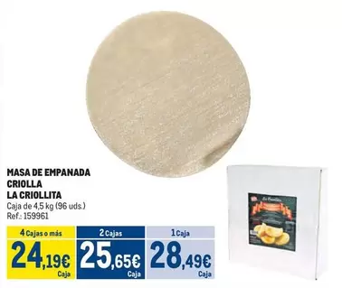 Oferta de Masa De Empanada Criolla por 28,49€ en Makro