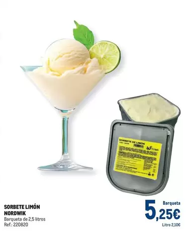 Oferta de Sorbete Limón Nordwik por 5,25€ en Makro