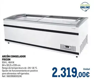 Oferta de Arcón Congelador Fricon por 2319€ en Makro