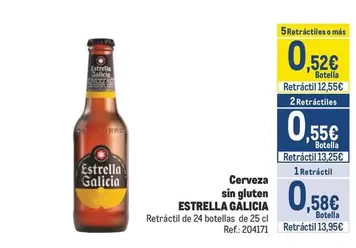 Oferta de Estrella Galicia - Cerveza Sin Gluten por 0,58€ en Makro