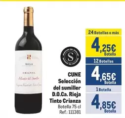 Oferta de Cune - Seleccion Del Sumiller D.o.ca. Rioja Tinto Crianza por 4,85€ en Makro
