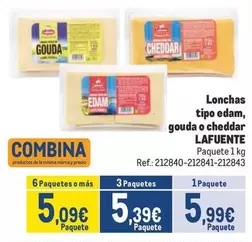 Oferta de Lafuente - Lonchas Tipo Edam, Gouda O Cheddar por 5,99€ en Makro