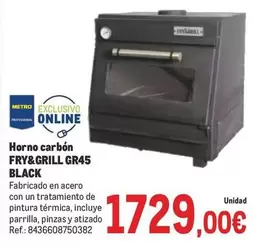 Oferta de Horno Carbón Fry&Grill GR45 Black por 1729€ en Makro
