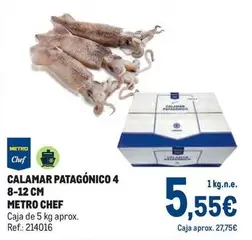 Oferta de Chef - Calamar Patagonico 4 8-12 Cm por 5,55€ en Makro