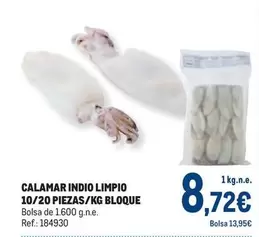 Oferta de Calamar Indio Limpio 10/20 Piezas/kg Bloque por 8,72€ en Makro