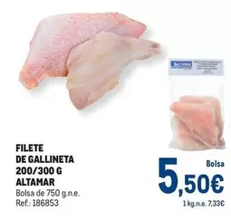 Oferta de Altamar - Filete De Gallineta 200/300 G por 5,5€ en Makro