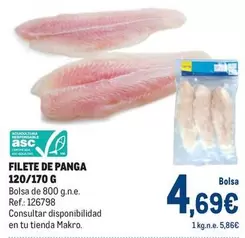 Oferta de Makro - Filete De Panga 120/170 G por 4,69€ en Makro