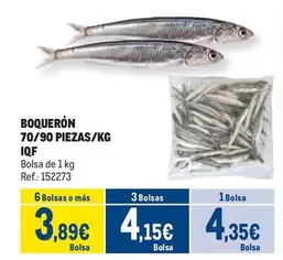 Oferta de Boquerón 70/90 Piezas/kg Iqf por 4,35€ en Makro