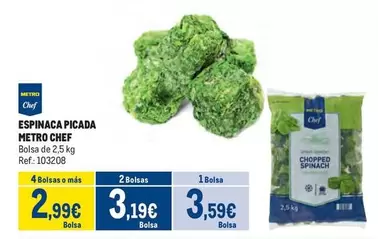 Oferta de Chef - Espinaca Picada por 3,59€ en Makro